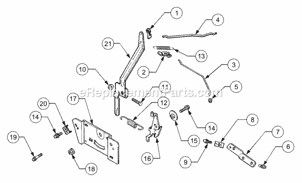 Engine Controls Diagram and Parts List for 2166 13A-214G100, 13A-254G100 Cub Cadet Lawn Tractor